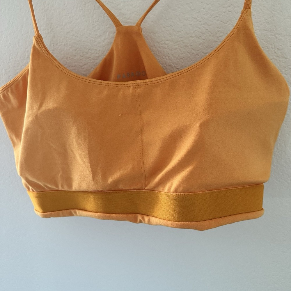 Paragon Sports Bra Women 2XL Orange Racerback Removable Pads Athletic Crop Top - Picture 9 of 9